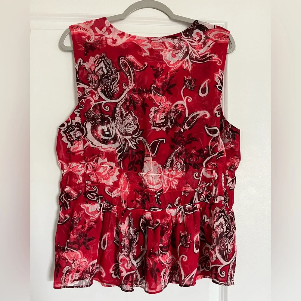 WHBM Sleeveless Romance Print Blouse Size XL - Picture 6 of 6